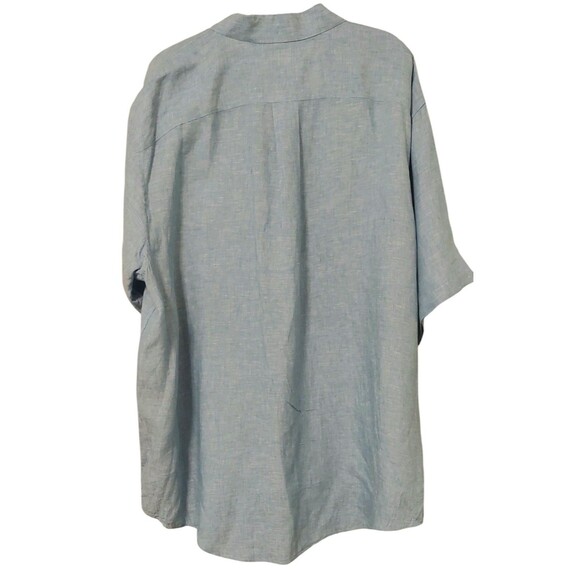 Lands' End Mens Blue Short Sleeve Traditional Fit Collared Linen Shirt Sz 2XLT - Picture 6 of 6